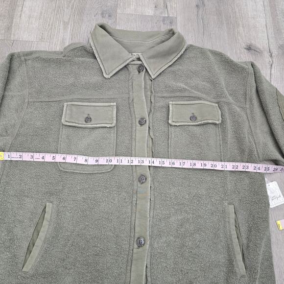 Free People We The Free Long Sherpa Shacket Coat Jacket Medium Oversized NWT - Picture 7 of 11